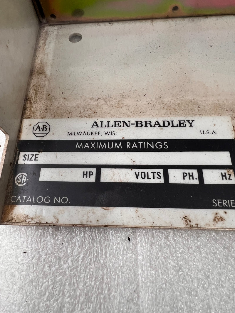 Allen Bradley Sz 1 MCC 12" x 14.5" x 10.5" Missing Cover