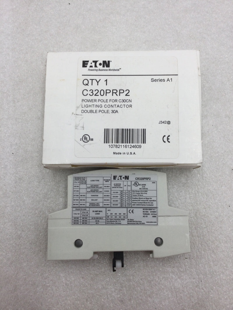 Eaton C320PRP2 Lighting Contactor for C30CN Power Pole Double Pole 30 Amp