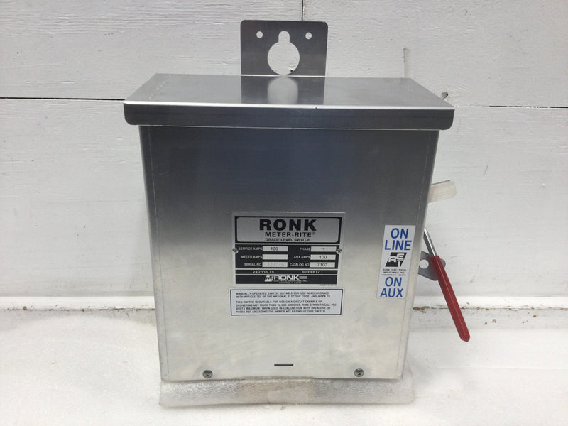 Ronk Meter-Rite 7103 100 Amp Generator Transfer Switch 240 VAC Double
