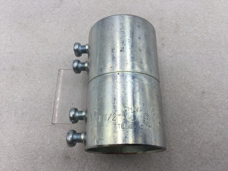 Steel City TK125A 1 1/2" EMT Set Screw Conduit Coupling Zinc Plated Steel/Concrete Tight (Box of 25)