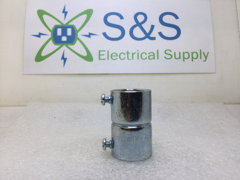Steel City TK123A 1" EMT Set Screw Conduit Coupling Zinc Plated Steel/Concrete Tight (Box of 25)