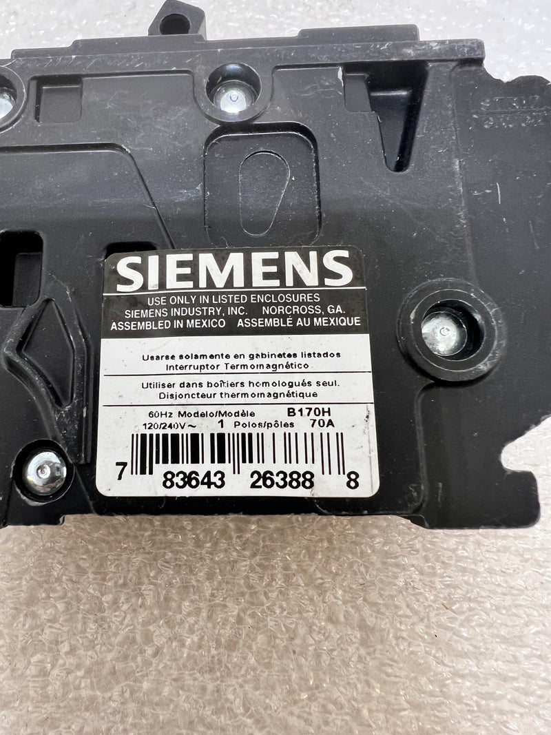 Siemens B170H 1 Pole 70 Amp Type BLH Circuit Breaker