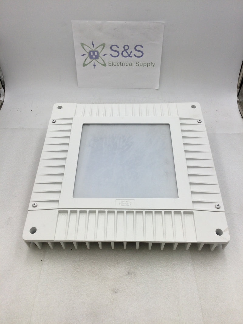 Hubbell  Hubbell CLED-LW-7-UNV-S-5-WH low-profile LED canopy light for outdoor use.