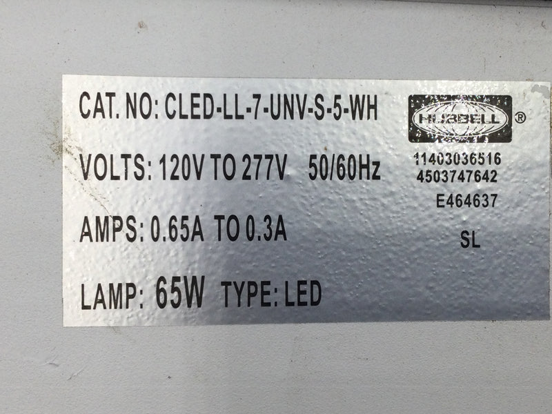Hubbell  Hubbell CLED-LL-7-UNV-S-5-WH low-profile LED canopy light for outdoor use.