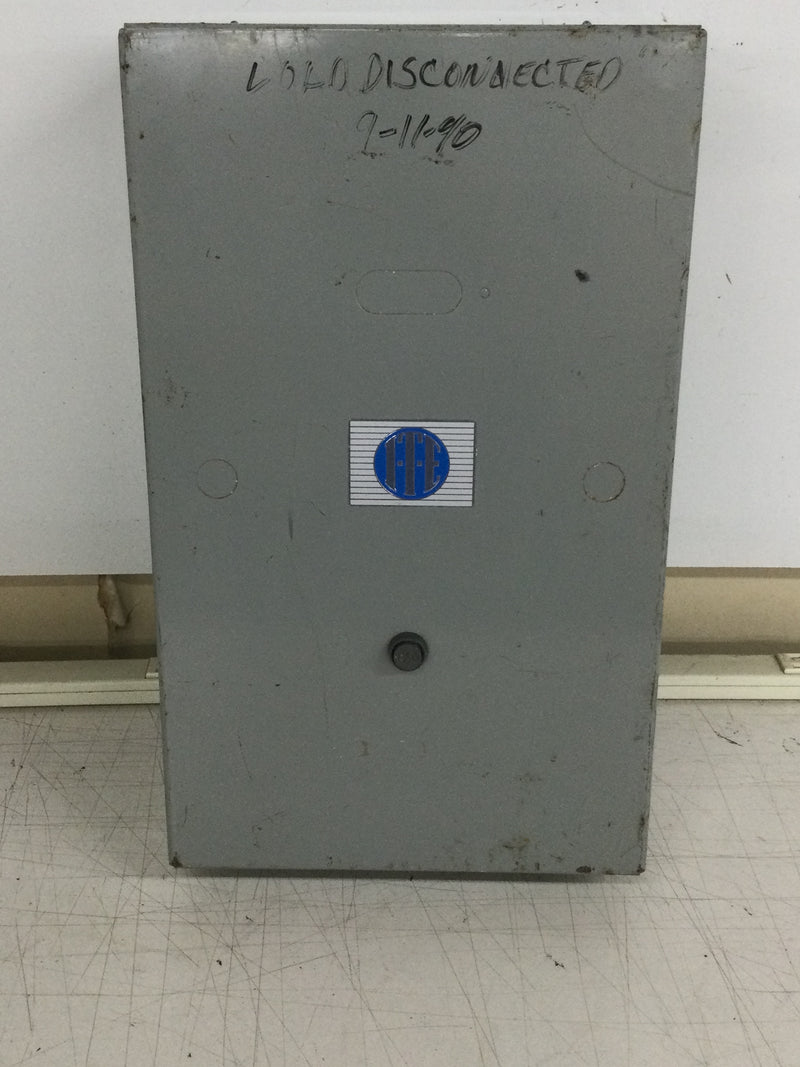 ITE AC Magnetic Starter A203E Size 3 100 AMP mounted in enclosure E1