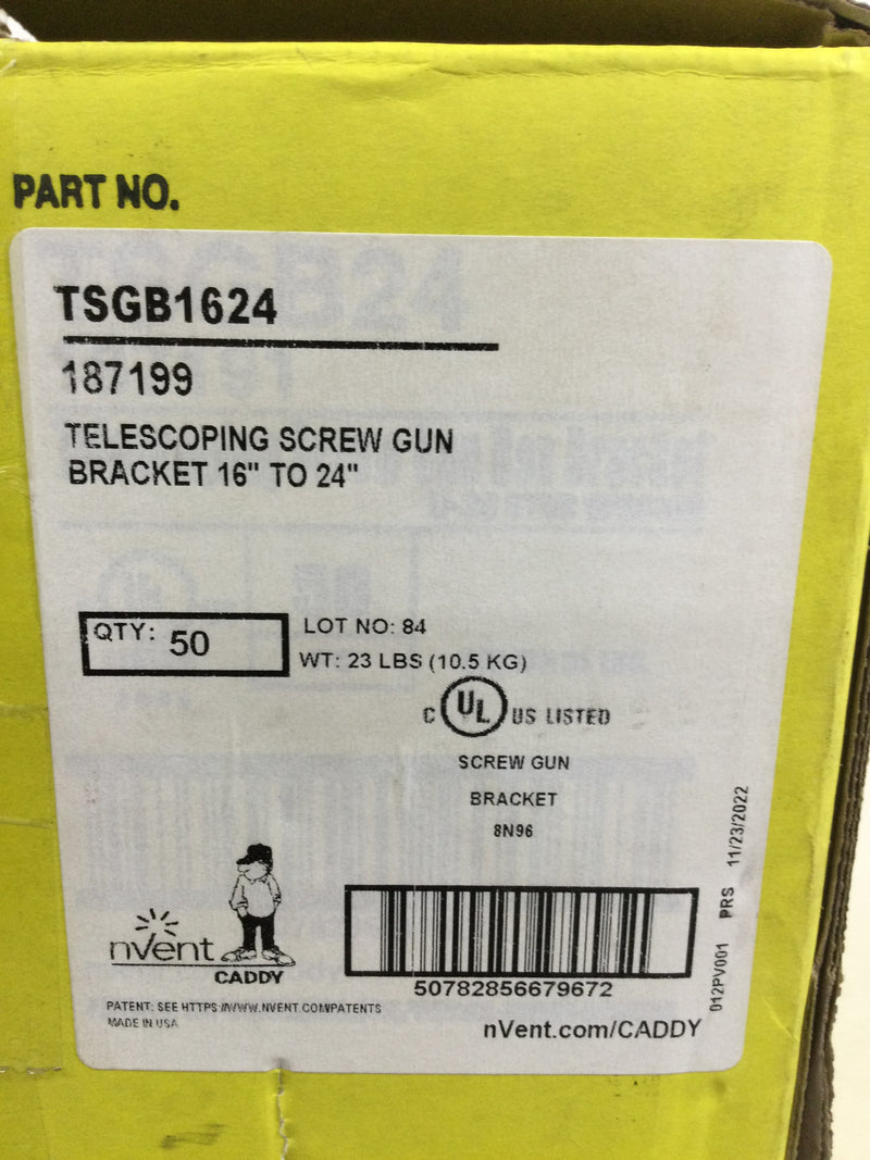 nVent Caddy TSGB1624 Telescoping Screw Gun Bracket 16" to 24" - Box of 50