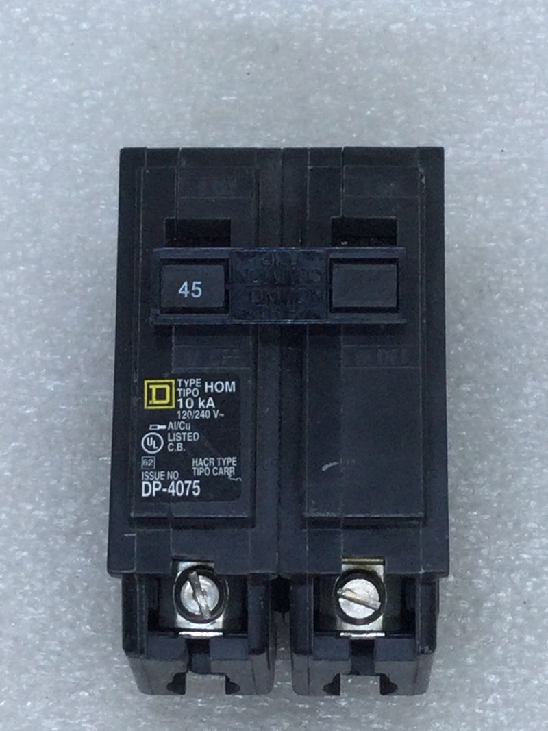 Square D HOM245 2 Pole 45 Amp 120/240V Plug in Circuit Breaker