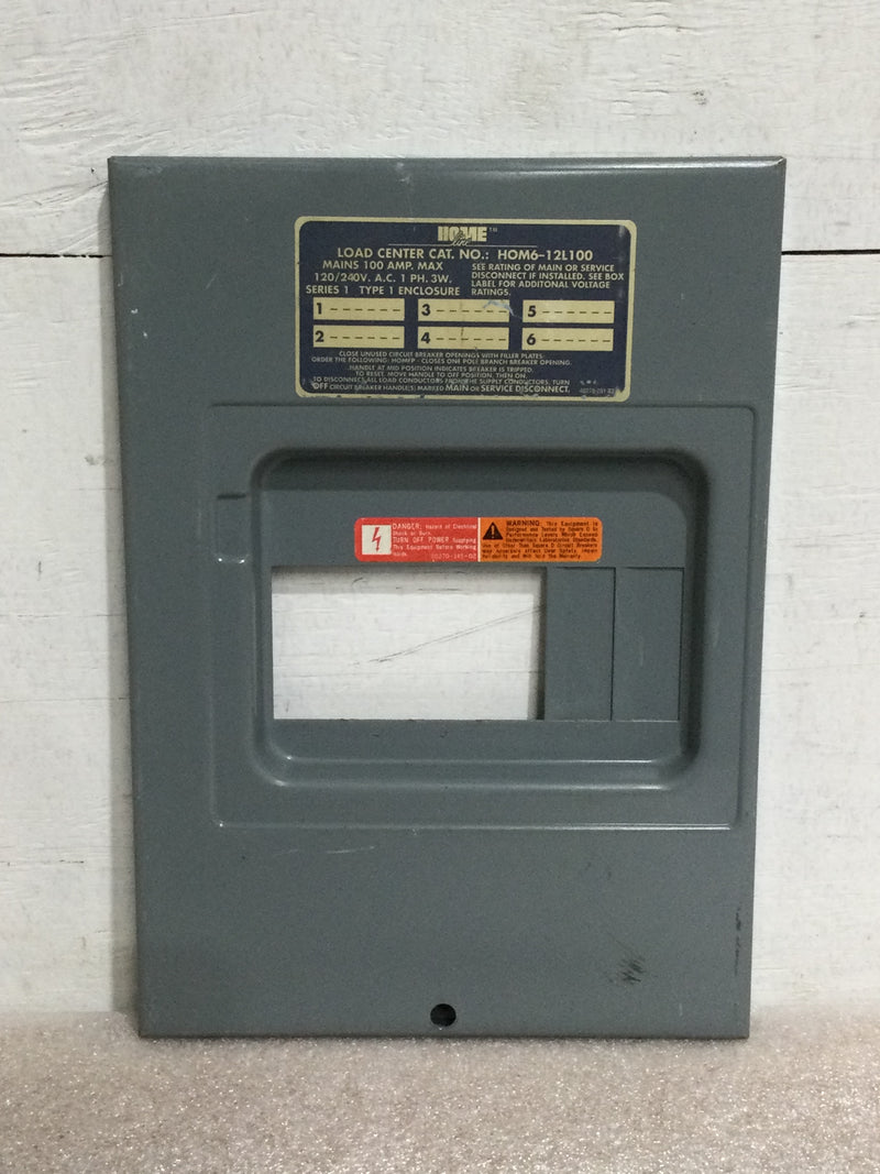 Square D Homeline HOM6-12L100S Dead Front Only 6 Space 100 Amp 120/240V 12 7/8" x 9 1/8"