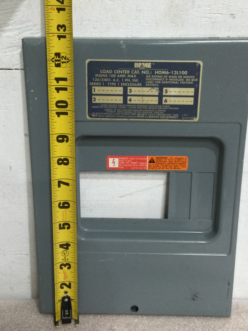 Square D Homeline HOM6-12L100S Dead Front Only 6 Space 100 Amp 120/240V 12 7/8" x 9 1/8"