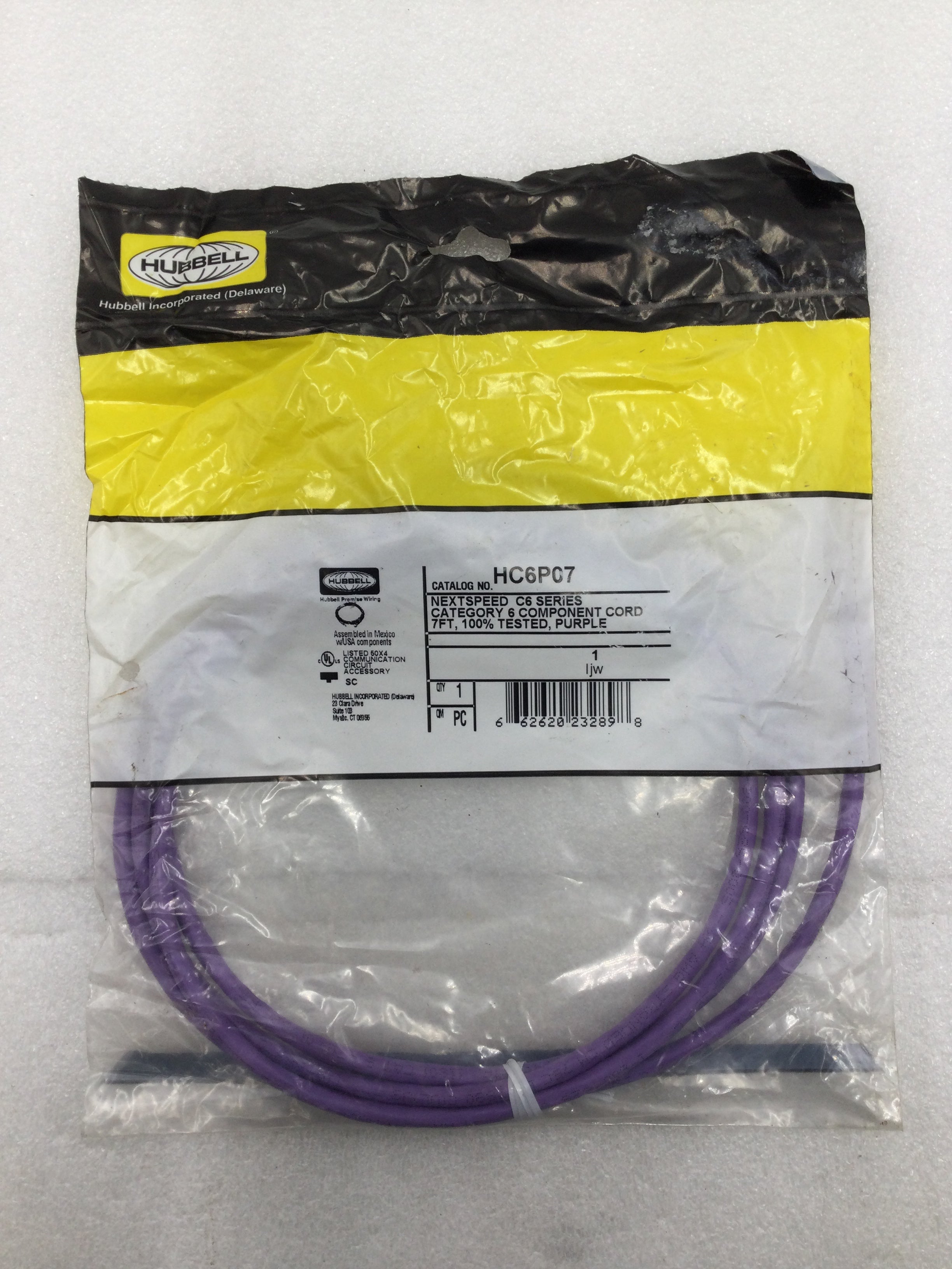 Hubbell HC6PC7 C6 Series Cat 6 Component Cord (Purple) - 7ft