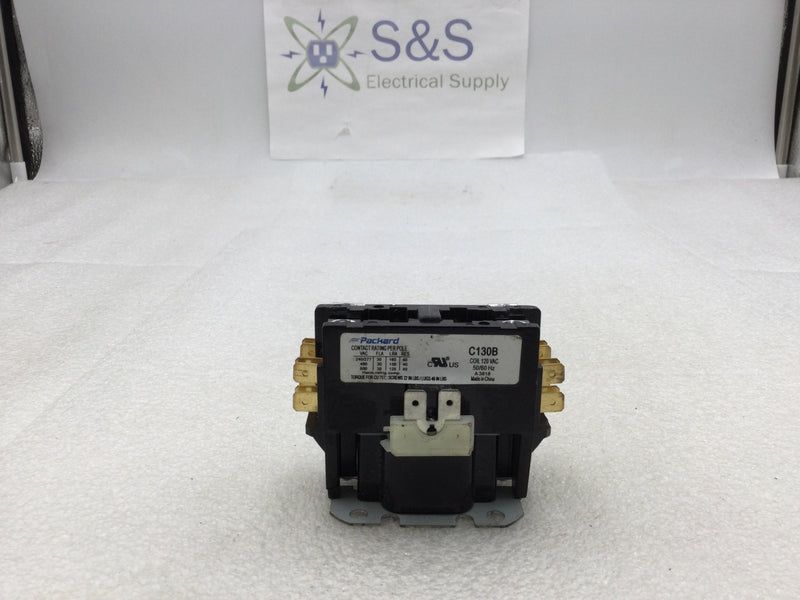 Packard C130B 30 Amp 2 Pole 240-600 VAC Contactor with 120 VAC Coil