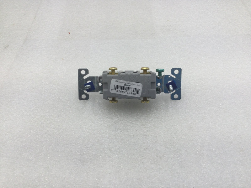 Eaton CS220W 20 Amp 2 Pole 120/277V Toggle Switch - White