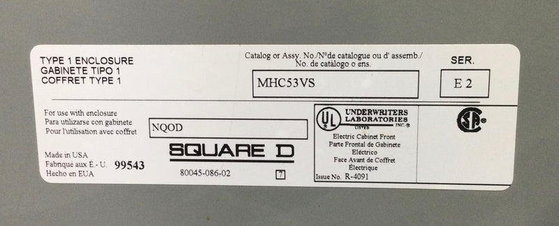 Square D NQOD442L400 400 Amp 3-Phase 208/120/240V Panelboard