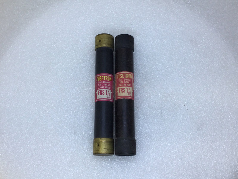 Fusetron FRS-R-1-6/10 1.6 Amp 600V Dual Element Fuse - Lot of 2 - Red Label