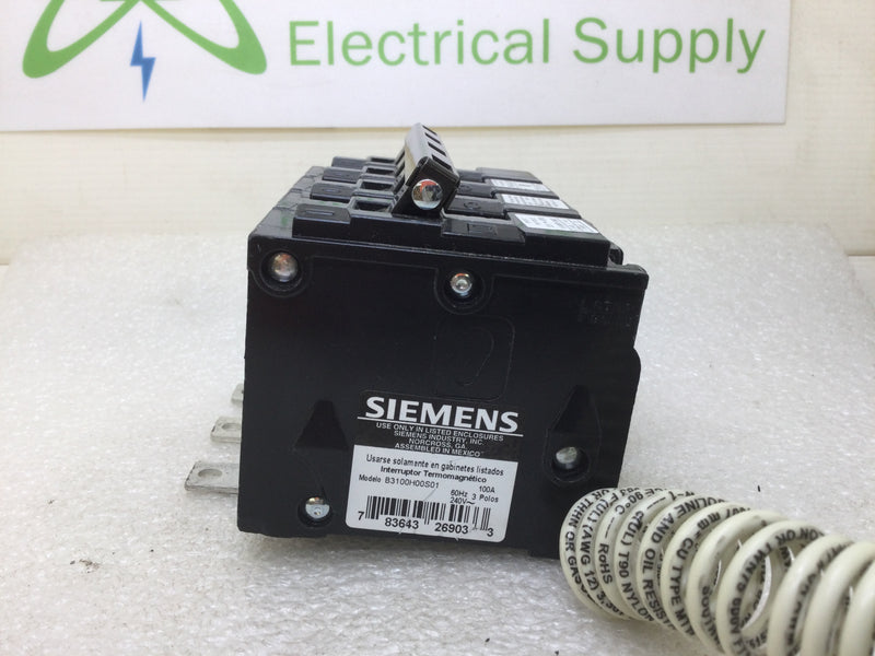 Siemens B3100H00S01 100 Amp 3 Pole 120/240V Bolt On Type BLH Circuit Breaker w/Shunt Trip