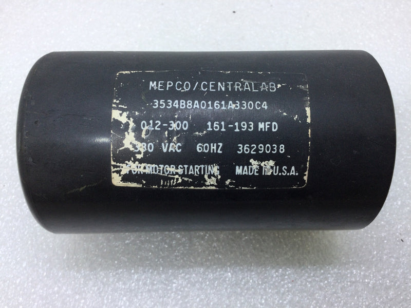 MEPCO/Central AB 3534B8A0161A330C4 Motor Starter Capacitor 330V 161-193 MFD