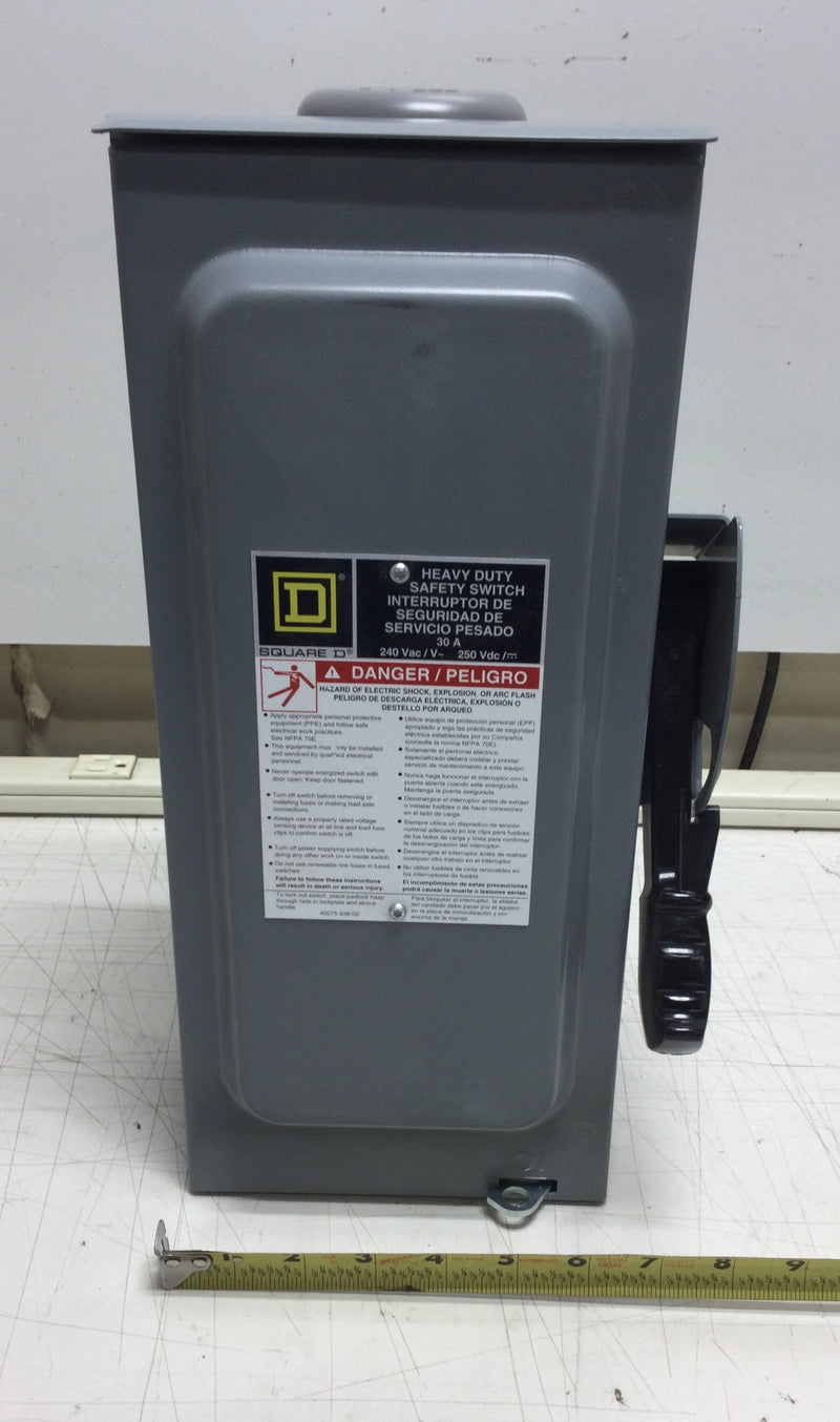 Square D H321NRB 30 Amp 240V Fusible Safety Switch Enclosure 14 1/2" x 7 1/2"