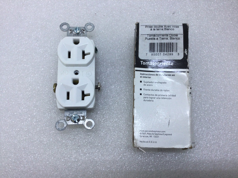 Pass & Seymour/Legrand CR20-WCC12 Duplex Grounding Outlet 20A 125V 2-Pole 3-Wire