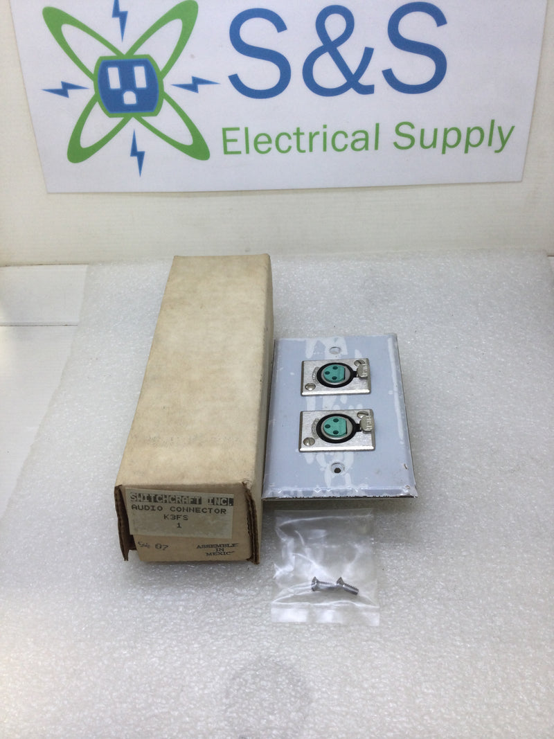 Switchcraft K3FS Dual XLR Audio Connector Wall Jack Plate