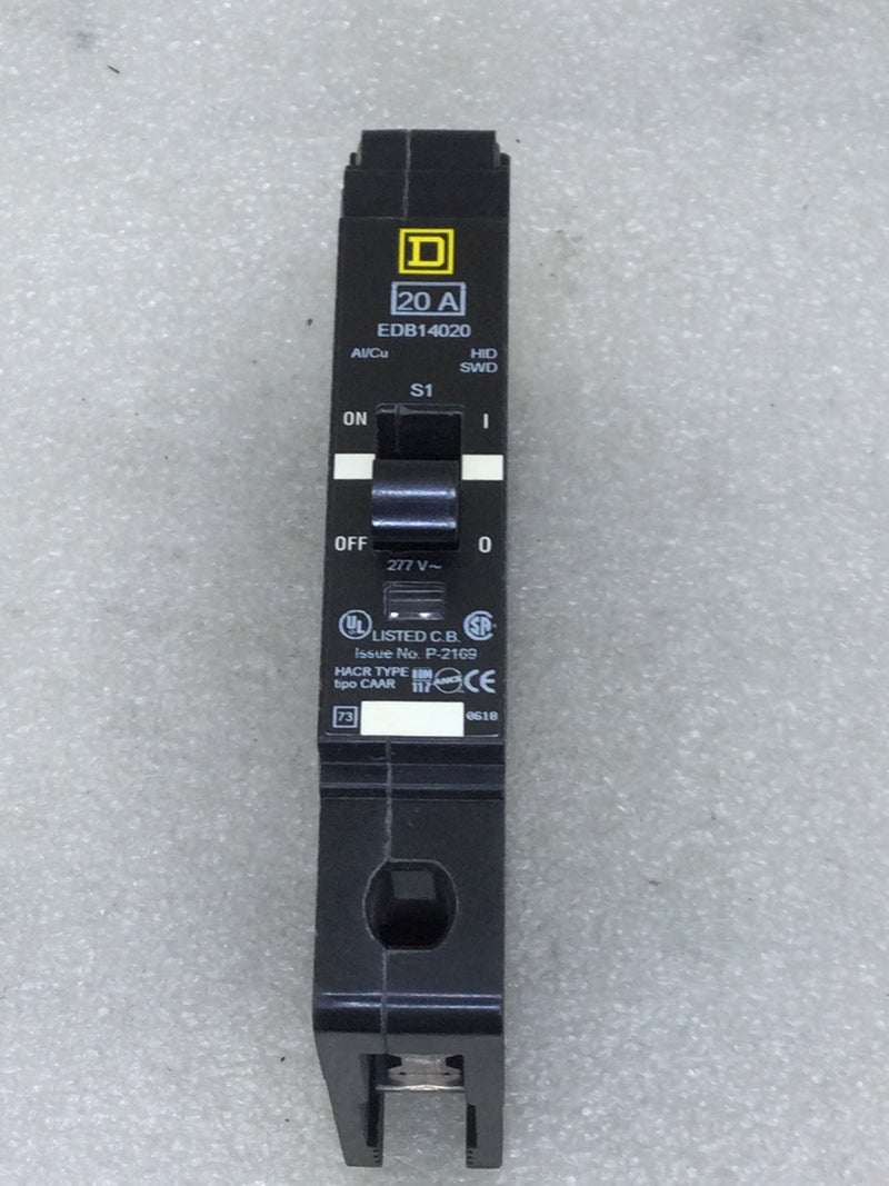 Square D EDB14020 20 Amp 1 Pole 480v Circuit Breaker