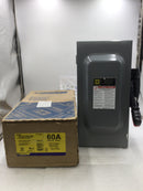 Square D H362 3 Pole 60A 600VAC Type Nema1 Enclosure Fusible Safety Switch