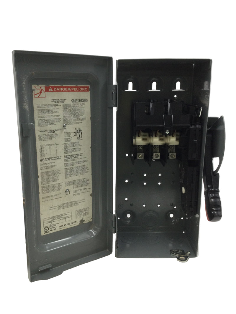 Square D HU361 30 Amp 3 Pole 600V Non Fused HD Safety Switch 10 3/4" x 6"