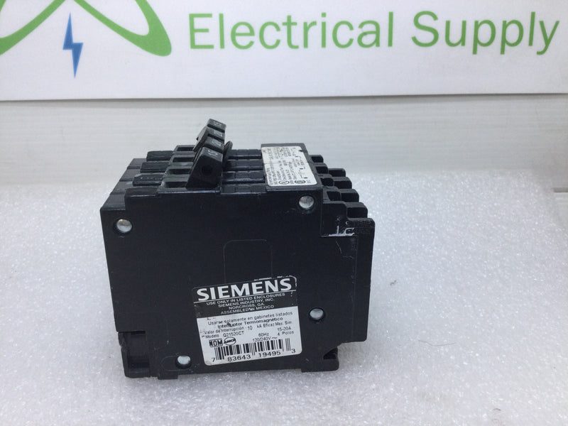 Siemens Q21520CT (2) 15 Amp 120v (1) 20 Amp 240v Circuit Breaker