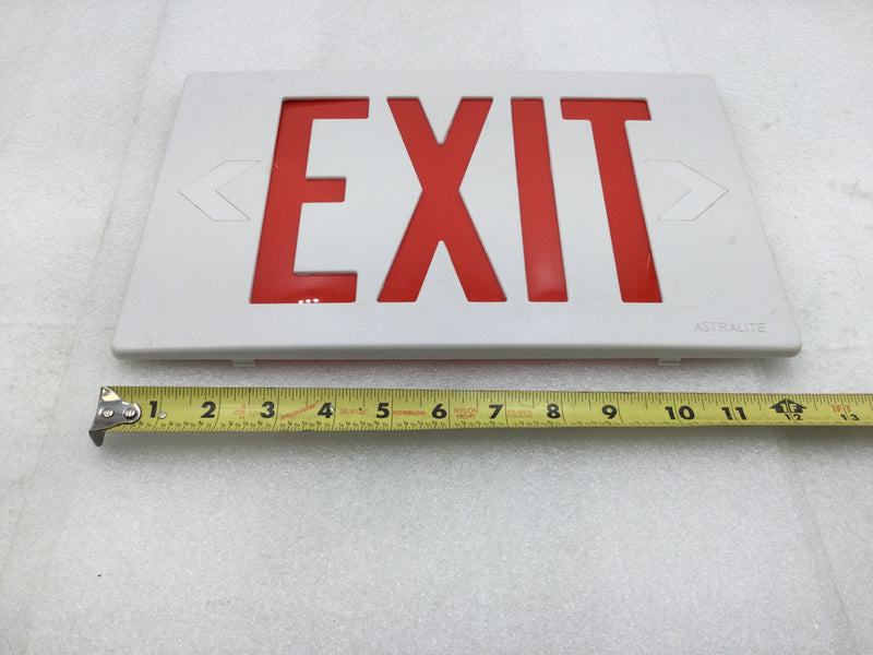 Astralite Exit Light Cover Only White w/Red Lettering 12.5" W X 8" T