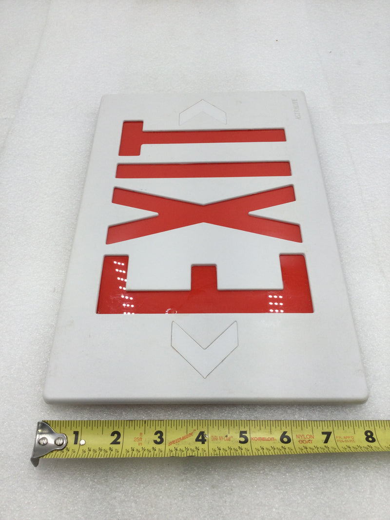 Astralite Exit Light Cover Only White w/Red Lettering 12.5" W X 8" T