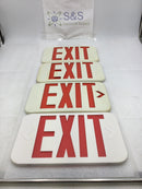 Lot of 4 Mixed Brands Exit Light Cover Only White w/Red Lettering and Rounded Corners