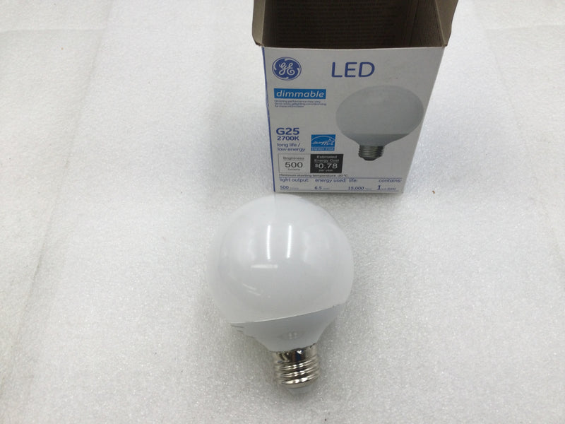 General Electric LED7DG25-W3/827 500 Lumens 6.5 Watts Dimmable LED Light Bulb