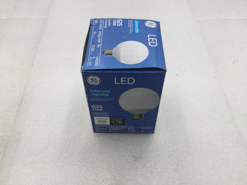 General Electric LED7DG25-W3/827 500 Lumens 6.5 Watts Dimmable LED Light Bulb