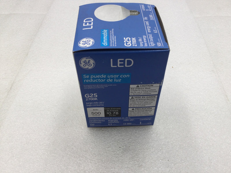 General Electric LED7DG25-W3/827 500 Lumens 6.5 Watts Dimmable LED Light Bulb