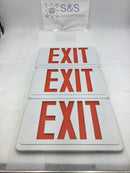 Lot of 3 Mixed Brands Exit Light Cover Only White w/Red Lettering 12" W X 8" T