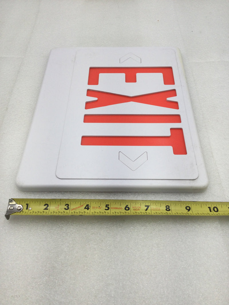 Lot of 2 Mixed Brands Exit Light Cover Only White w/Red Lettering 13" W X 10" T