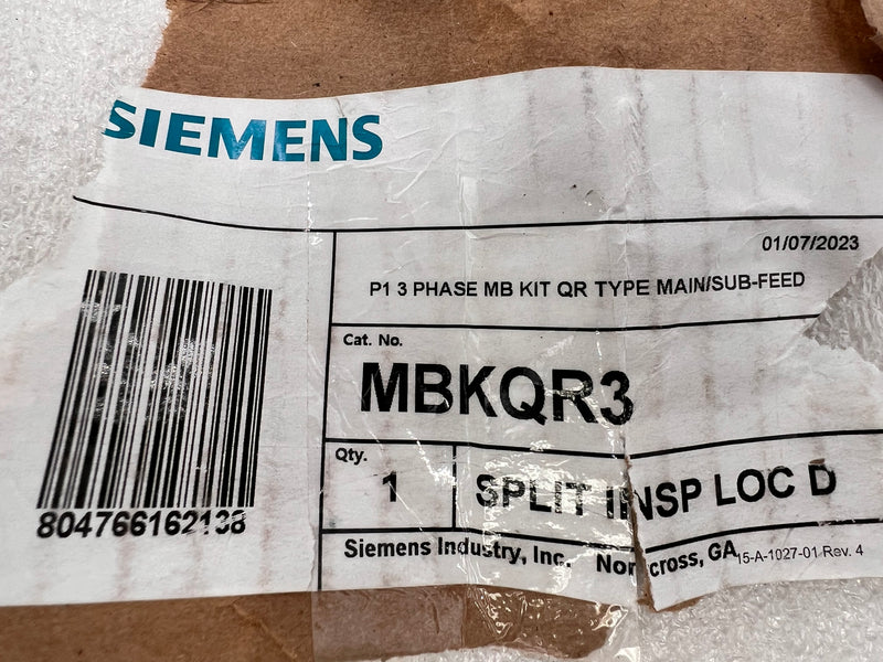 Siemens MBKQR3 P1 3 Phase Main Breaker Kit QR Type Main/ Sub Feed