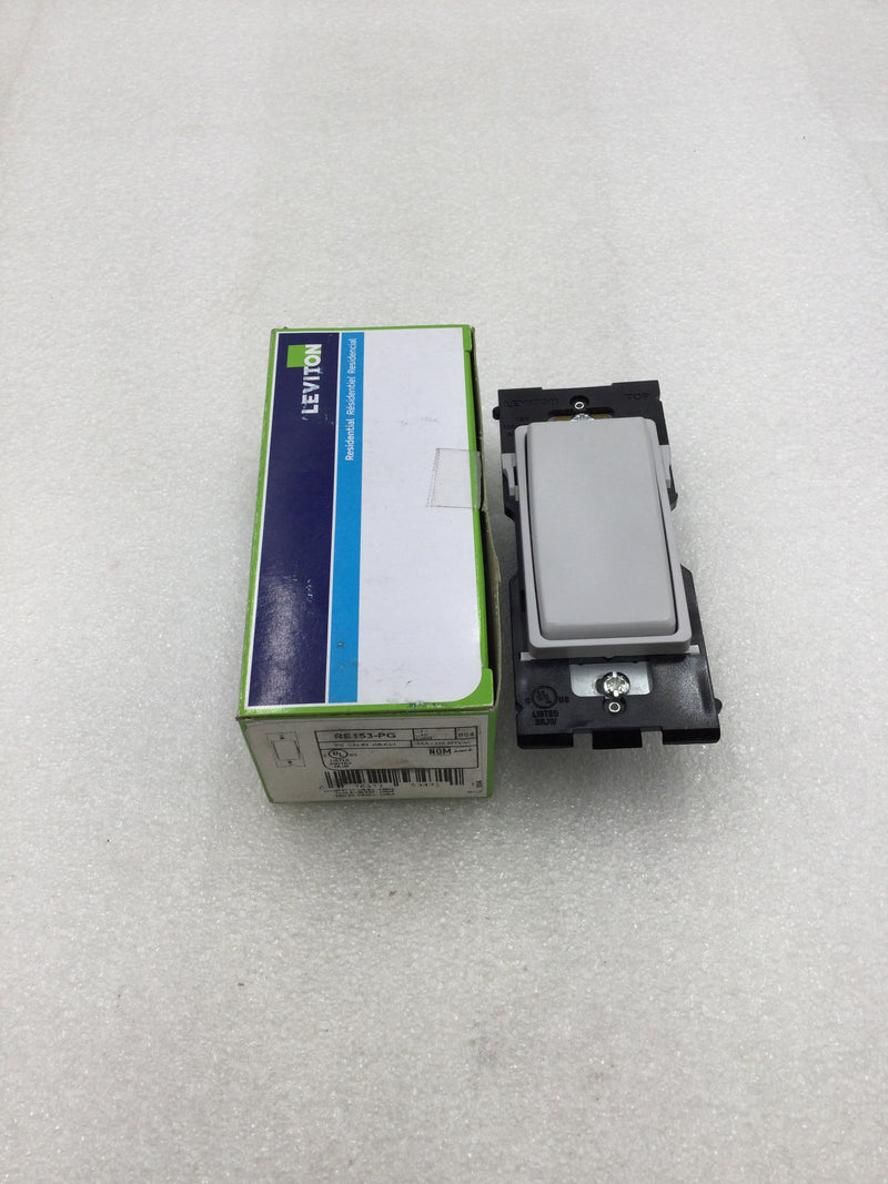 Leviton RE153-PG Renu Style 15 Amp 120/277 VAC 3 Way Decora Light Switch in Gray