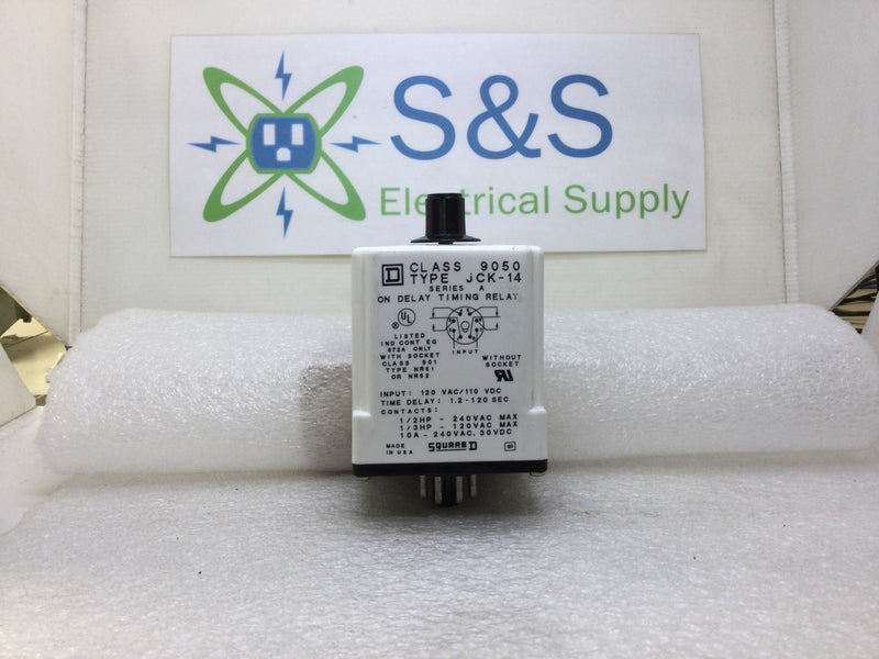 Square D 9050JCK14 Series A On Delay Timing Relay 8 Pole 120 VAC 1.2-120 Second Delay