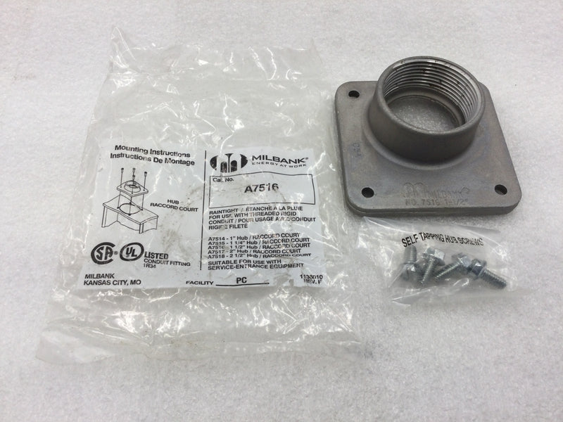 Milbank A7516 1 1/2" Aluminum Screw Mount Meter Socket Hub