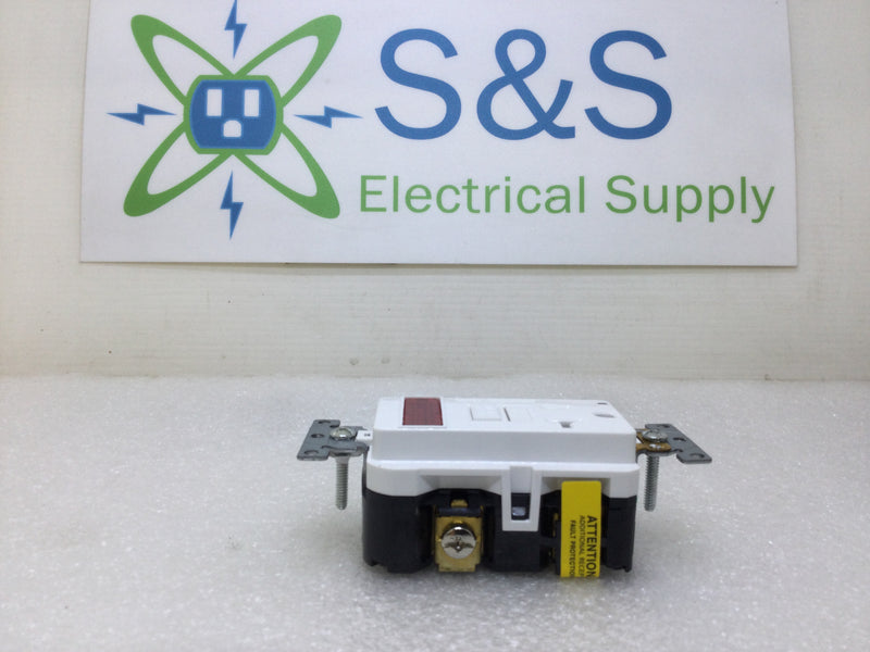 Leviton GFPL2-PLW 20 Amp 125 VAC Smart Lock Pro Self Test GFCI Outlet with Pilot Light