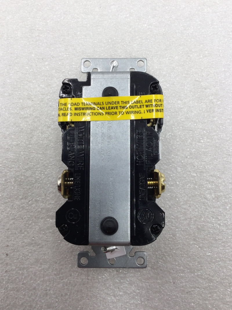 Leviton GFPL2-PLW 20 Amp 125 VAC Smart Lock Pro Self Test GFCI Outlet with Pilot Light