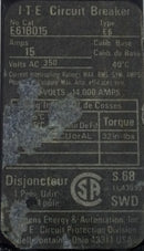 ITE E61B015 15 Amp 1 Pole 350V Breaker