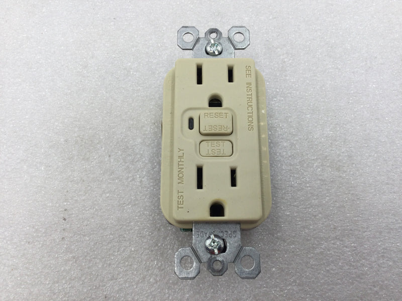 Pass & Seymour 1595-ICC10 Premium GFCI Safety Outlet 15 Amp 125 VAC in Ivory