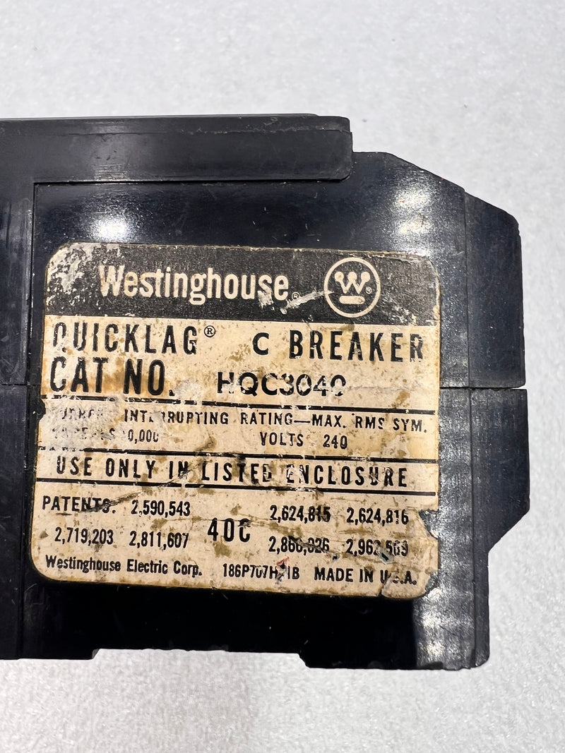 Westinghouse Quicklag C Breaker HQC3040 40 Amp 3 Pole Bolt-On Circuit Breaker