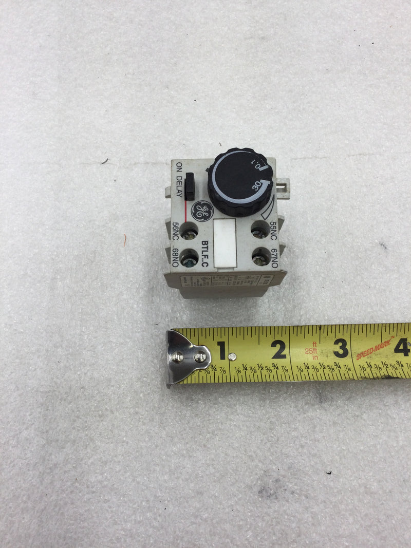 GE General Electric BTLF30C Pneumatic Timer Block 0.1 to 30 Seconds 1 NO and 1 NC Contacts