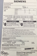 Siemens GNF321 30 Amp 3-Phase 240V General-Duty Safety-Switch