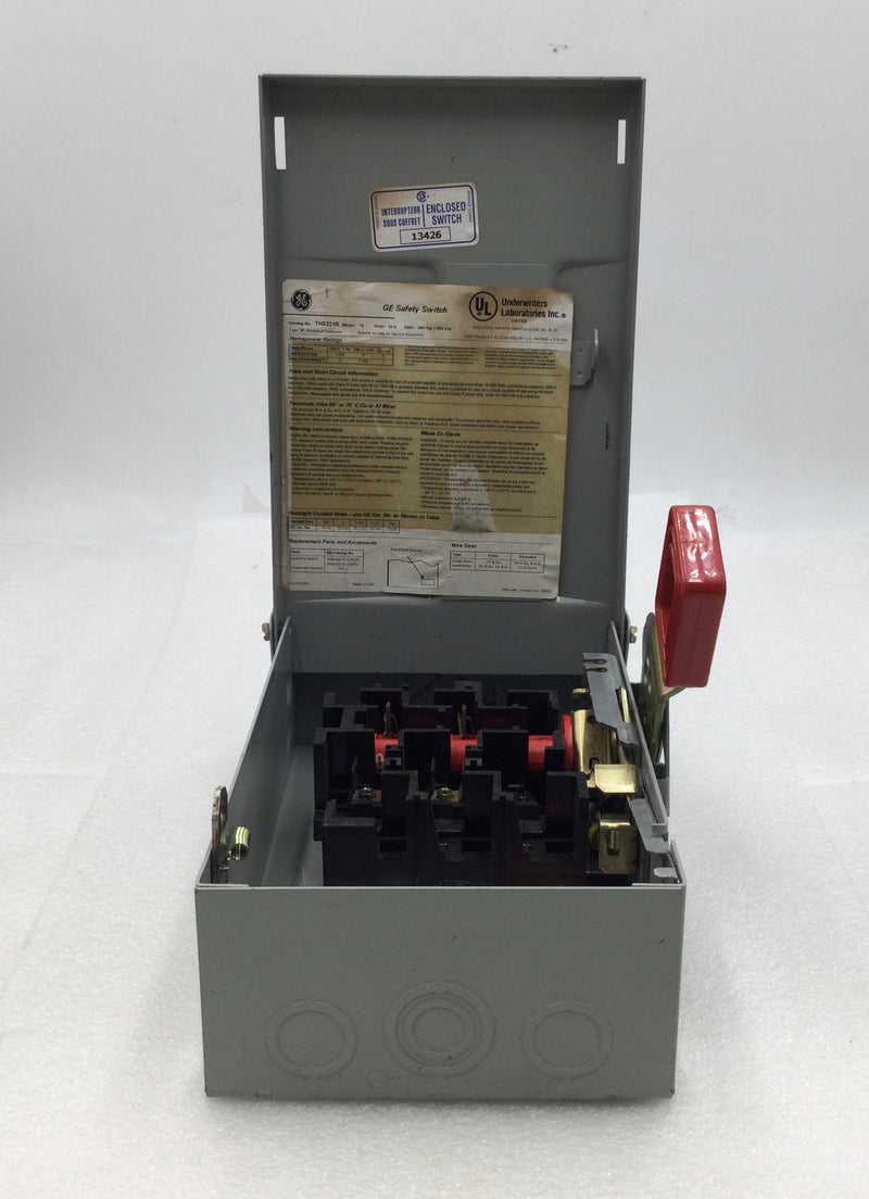GE TH3221R 30 Amp 3-Phase 240V Heavy-Duty Safety-Switch -Used