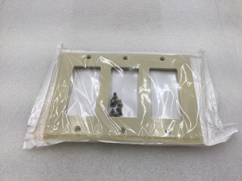 Leviton 80411-I Three Gang Ivory Decora Wall Device Plate (Box of 9)