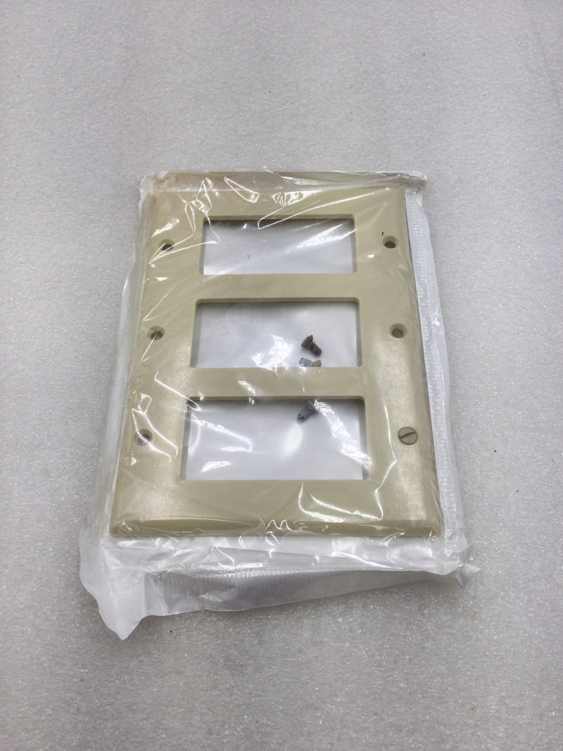 Leviton 80411-I Three Gang Ivory Decora Wall Device Plate (Box of 9)