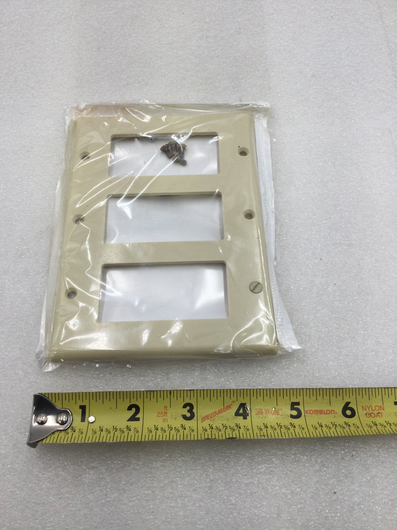 Leviton 80411-I Three Gang Ivory Decora Wall Device Plate (Box of 9)